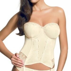 NEW Panache Superbra Bridal Underwire Basque Longline Bustier Bra 6117 Ivory